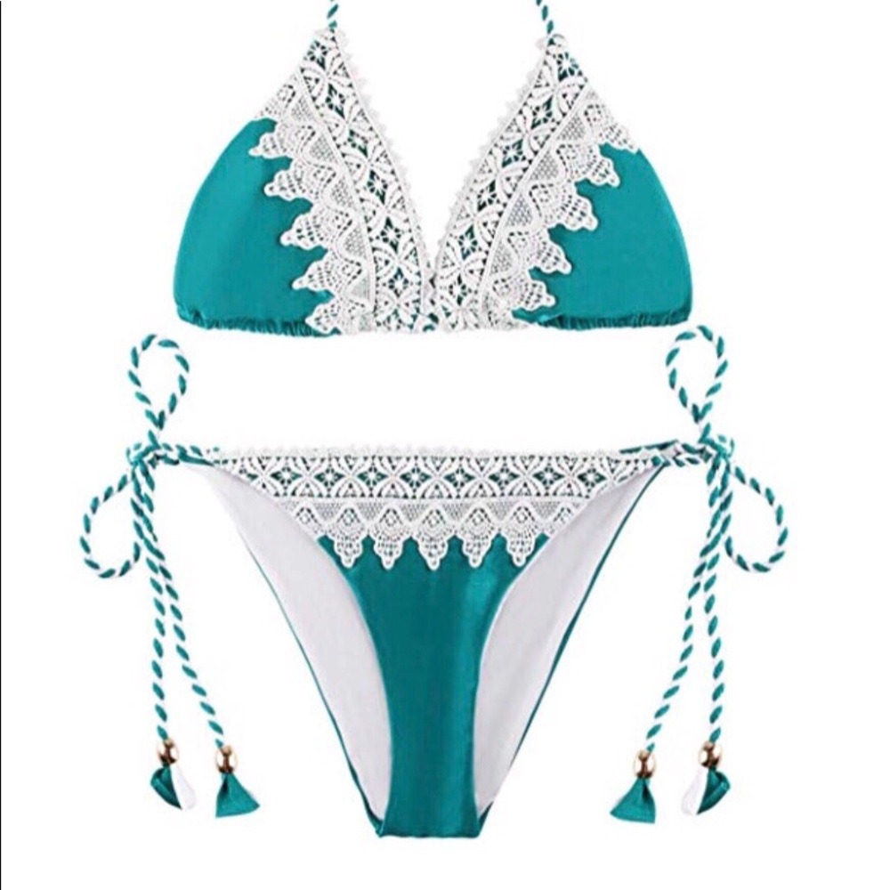Teal crochet bikini